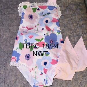 The Beaufort Bonnet Company Floral One Piece - Pink and Blue